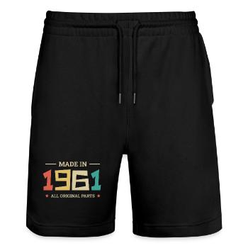 Legendary Since 1961 Original 1961 - Stanley/Stella Trainer Unisex Organic Jogging Shorts - black - Front - Nik (191cm) & Marisol (170cm)