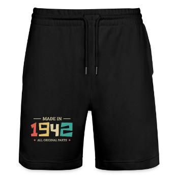 Legendary Since 1942 Original 1942 - Stanley/Stella Trainer Unisex Organic Jogging Shorts - black - Front - Nik (191cm) & Marisol (170cm)