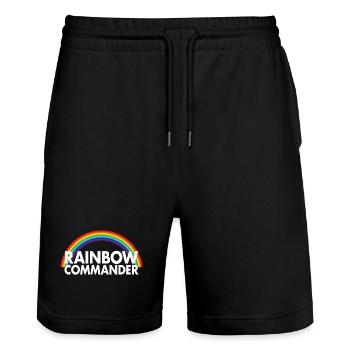 Rainbow Commander - LGBTQ+ Pride Regenbogen CSD - Stanley/Stella Unisex Bio Joggingshorts Trainer  - Schwarz - Vorne - Nik (191cm) & Marisol (170cm)