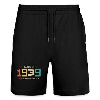 Legendary Since 1939 Original 1939 - Stanley/Stella Trainer Unisex Organic Jogging Shorts - black - Front - Nik (191cm) & Marisol (170cm)