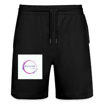 Vivalavida evidencia Regenbogen Schmetterling créa - Stanley/Stella Unisex Bio Joggingshorts Trainer  - Schwarz - Vorne - Nik (191cm) & Marisol (170cm)