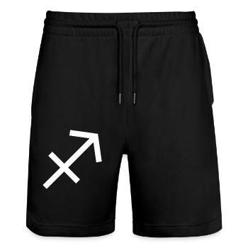 Sternzeichen Schütze, exklusives T-Shirt Design - Stanley/Stella Unisex Bio Joggingshorts Trainer  - Schwarz - Vorne - Nik (191cm) & Marisol (170cm)