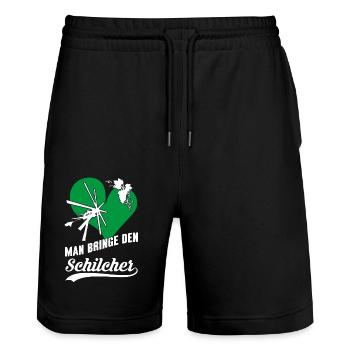 Schilcher Genuss – Man bringe den steirischen Wein - Stanley/Stella Unisex Bio Joggingshorts Trainer  - Schwarz - Vorne - Nik (191cm) & Marisol (170cm)