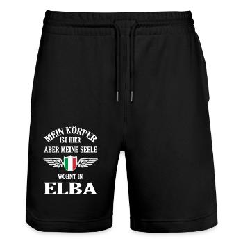 Inseltraum Elba – Wo die Seele Heimat findet - Stanley/Stella Unisex Bio Joggingshorts Trainer  - Schwarz - Vorne - Nik (191cm) & Marisol (170cm)
