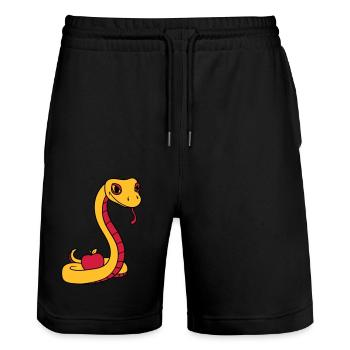 teufel boese suende apfel eva adam mensch gott ver - Stanley/Stella Unisex Bio Joggingshorts Trainer  - Schwarz - Vorne - Nik (191cm) & Marisol (170cm)