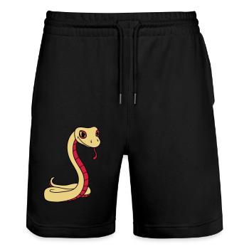 snake face head gecko lizard real reptile - Stanley/Stella Trainer Unisex Organic Jogging Shorts - black - Front - Nik (191cm) & Marisol (170cm)
