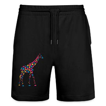 Girafe Afrique Savane colorée couleur girafe motif - Short de jogging bio TRAINER Stanley/Stella unisexe - noir - Devant - Nik (191cm) & Marisol (170cm)