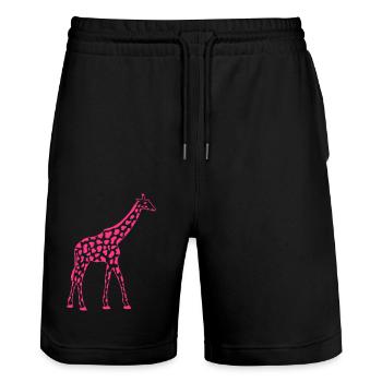 Pinke Farbe Giraffe Afrika Savanne Muster Design - Stanley/Stella Unisex Bio Joggingshorts Trainer  - Schwarz - Vorne - Nik (191cm) & Marisol (170cm)