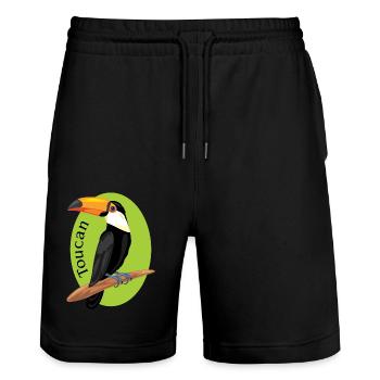 Toucan - Stanley/Stella Trainer Unisex Organic Jogging Shorts - black - Front - Nik (191cm) & Marisol (170cm)