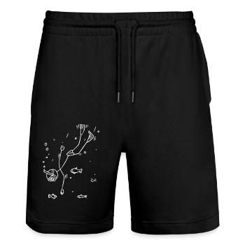 The diver - Stanley/Stella Trainer Unisex Organic Jogging Shorts - black - Front - Nik (191cm) & Marisol (170cm)