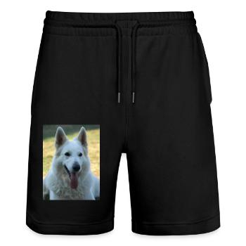 White Beauty - Stanley/Stella Trainer Unisex Organic Jogging Shorts - black - Front - Nik (191cm) & Marisol (170cm)