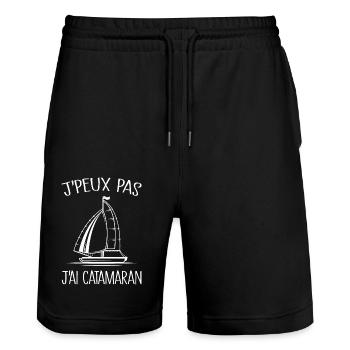 Je Peux Pas J'ai Catamaran - Short de jogging bio TRAINER Stanley/Stella unisexe - noir - Devant - Nik (191cm) & Marisol (170cm)