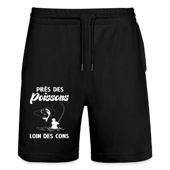 Près Des Poissons Loin Des Cons - Short de jogging bio TRAINER Stanley/Stella unisexe - noir - Devant - Nik (191cm) & Marisol (170cm)