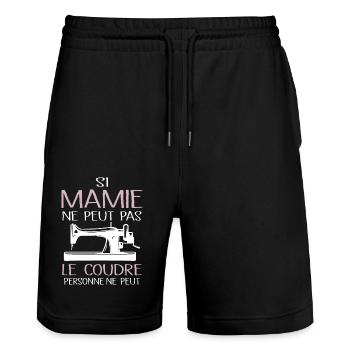 Si Mamie Ne Peut Pas Le Coudre - Short de jogging bio TRAINER Stanley/Stella unisexe - noir - Devant - Nik (191cm) & Marisol (170cm)