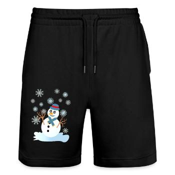 Schneemann und Schneeflocken coole Weihnachten - Stanley/Stella Unisex Bio Joggingshorts Trainer  - Schwarz - Vorne - Nik (191cm) & Marisol (170cm)