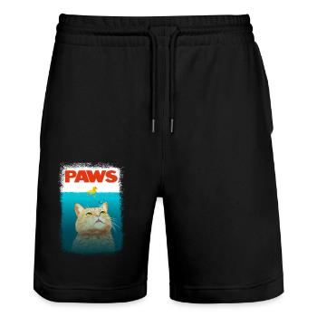 Chat requin - Short de jogging bio TRAINER Stanley/Stella unisexe - noir - Devant - Nik (191cm) & Marisol (170cm)