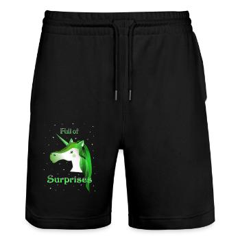 licorne surprend licorne verte - Short de jogging bio TRAINER Stanley/Stella unisexe - noir - Devant - Nik (191cm) & Marisol (170cm)