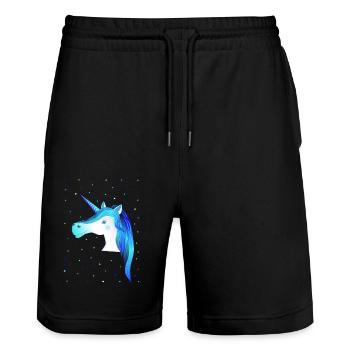 Licorne Licorne bleue Licorne - Short de jogging bio TRAINER Stanley/Stella unisexe - noir - Devant - Nik (191cm) & Marisol (170cm)