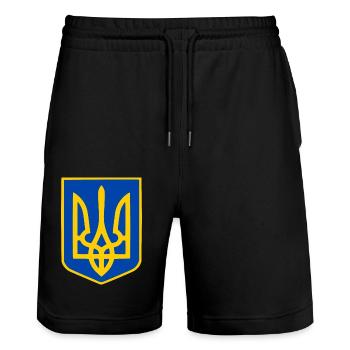 Ukraine - Stanley/Stella Unisex Bio Joggingshorts Trainer  - Schwarz - Vorne - Nik (191cm) & Marisol (170cm)