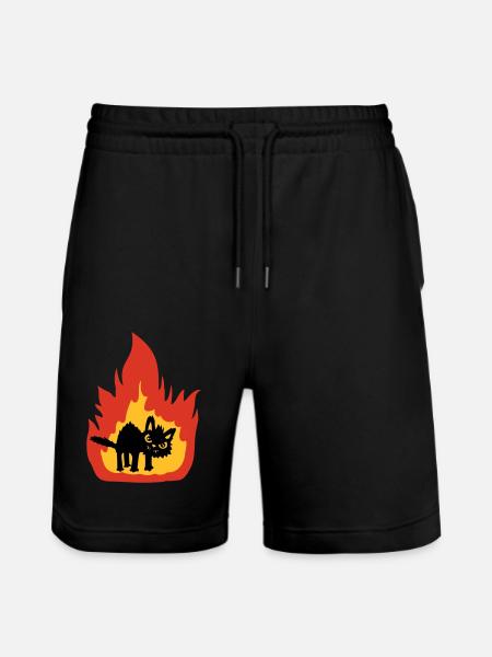 Burning hot cat - Stanley/Stella Trainer Unisex Organic Jogging Shorts - black