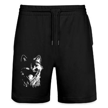 Vintage Hundeportrait für Hundebesitzer - Stanley/Stella Unisex Bio Joggingshorts Trainer  - Schwarz - Vorne - Nik (191cm) & Marisol (170cm)