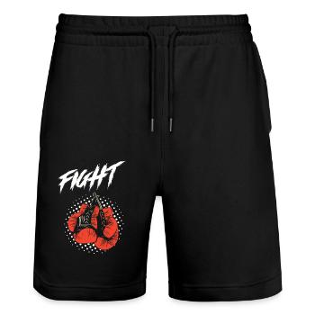 Boxen Fight - Stanley/Stella Unisex Bio Joggingshorts Trainer  - Schwarz - Vorne - Nik (191cm) & Marisol (170cm)