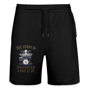 Drums Drummer Octopus - Stanley/Stella Unisex Bio Joggingshorts Trainer  - Schwarz - Vorne - Nik (191cm) & Marisol (170cm)