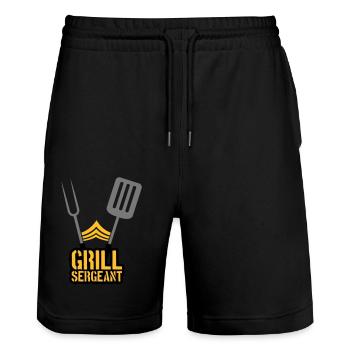 Barbecue Party Grill Sergent Barbecue - Short de jogging bio TRAINER Stanley/Stella unisexe - noir - Devant - Nik (191cm) & Marisol (170cm)