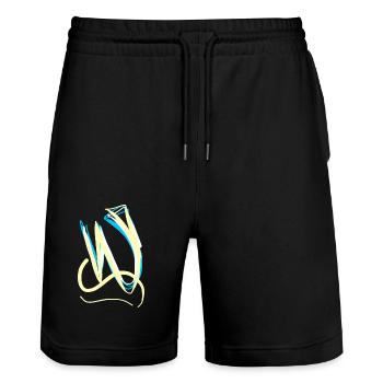 Die Abstraktheit des Buchstabens W (Kalligraphie) - Stanley/Stella Unisex Bio Joggingshorts Trainer  - Schwarz - Vorne - Nik (191cm) & Marisol (170cm)