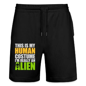 Citation extraterrestre de costume humain - Short de jogging bio TRAINER Stanley/Stella unisexe - noir - Devant - Nik (191cm) & Marisol (170cm)