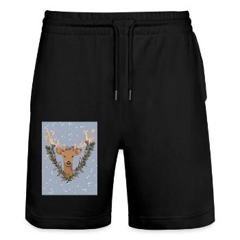 Biche - Short de jogging bio TRAINER Stanley/Stella unisexe - noir - Devant - Nik (191cm) & Marisol (170cm)