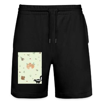 Animaux forêt - Short de jogging bio TRAINER Stanley/Stella unisexe - noir - Devant - Nik (191cm) & Marisol (170cm)