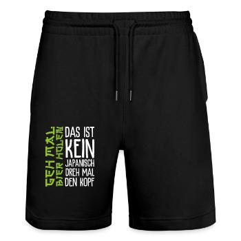 Men's Beer Drinker Geh mal Bier Holen - Stanley/Stella Unisex Bio Joggingshorts Trainer  - Schwarz - Vorne - Nik (191cm) & Marisol (170cm)