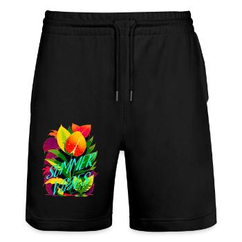 AMBIANCE ESTIVALE - Short de jogging bio TRAINER Stanley/Stella unisexe - noir - Devant - Nik (191cm) & Marisol (170cm)