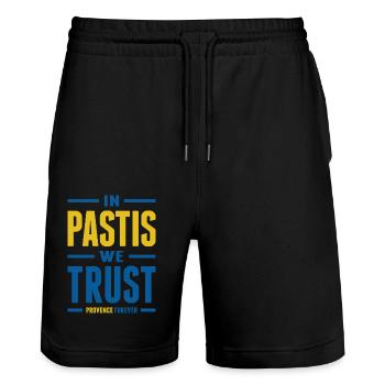 In Pastis we trust - Short de jogging bio TRAINER Stanley/Stella unisexe - noir - Devant - Nik (191cm) & Marisol (170cm)