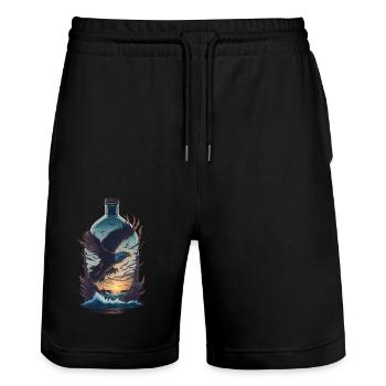 Adler Bottle - Stanley/Stella Trainer Unisex Organic Jogging Shorts - black - Front - Nik (191cm) & Marisol (170cm)