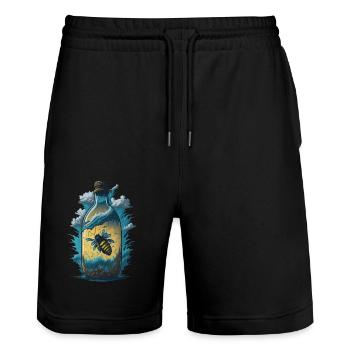 Bee Bottle - Stanley/Stella Trainer Unisex Organic Jogging Shorts - black - Front - Nik (191cm) & Marisol (170cm)