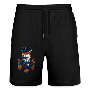 Shiba Inu Hat Crypto Coin Dogecoin Meme Funny - Stanley/Stella Trainer Unisex Organic Jogging Shorts - black - Front - Nik (191cm) & Marisol (170cm)