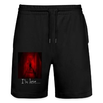 Red ghost - Stanley/Stella Trainer Unisex Organic Jogging Shorts - black - Front - Nik (191cm) & Marisol (170cm)