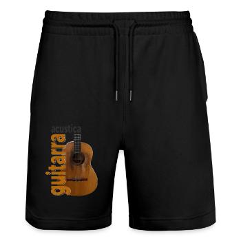 Guitarra Acustica - Stanley/Stella Trainer Unisex Organic Jogging Shorts - black - Front - Nik (191cm) & Marisol (170cm)