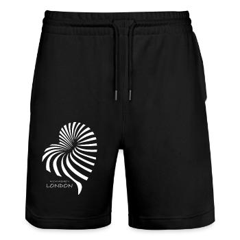 High Fashion London With White Heart - Stanley/Stella Trainer Unisex Organic Jogging Shorts - black - Front - Nik (191cm) & Marisol (170cm)
