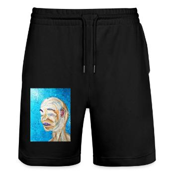 Sinéad Marie Bernadette O Connor 2023 ZoooooZ - Stanley/Stella Unisex Bio Joggingshorts Trainer  - Schwarz - Vorne - Nik (191cm) & Marisol (170cm)
