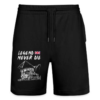 Landy Legend Never Die - Stanley/Stella Trainer Unisex Organic Jogging Shorts - black - Front - Nik (191cm) & Marisol (170cm)