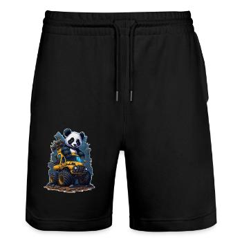 Panda Monster Truck - Short de jogging bio TRAINER Stanley/Stella unisexe - noir - Devant - Nik (191cm) & Marisol (170cm)