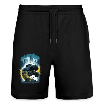 Monster Truck City - Short de jogging bio TRAINER Stanley/Stella unisexe - noir - Devant - Nik (191cm) & Marisol (170cm)