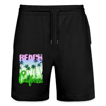 Vintage Flowers beach California retro garden USA - Stanley/Stella Trainer Unisex Organic Jogging Shorts - black - Front - Nik (191cm) & Marisol (170cm)