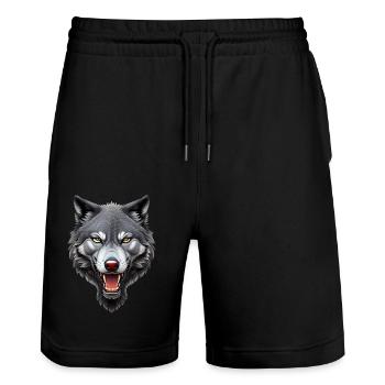 wolf - Stanley/Stella Trainer Unisex Organic Jogging Shorts - black - Front - Nik (191cm) & Marisol (170cm)