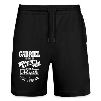 Gabriel the man the myth the legend cadeau gabriel - Short de jogging bio TRAINER Stanley/Stella unisexe - noir - Devant - Nik (191cm) & Marisol (170cm)