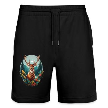 Cerf - Short de jogging bio TRAINER Stanley/Stella unisexe - noir - Devant - Nik (191cm) & Marisol (170cm)