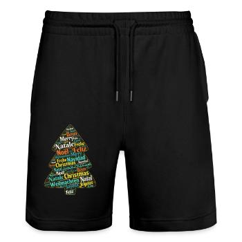 Geschenkidee Weihnachten - Stanley/Stella Unisex Bio Joggingshorts Trainer  - Schwarz - Vorne - Nik (191cm) & Marisol (170cm)